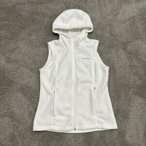 Columbia Hoodie Women's Size M Fleece White Full Zip Sleeveless Vest